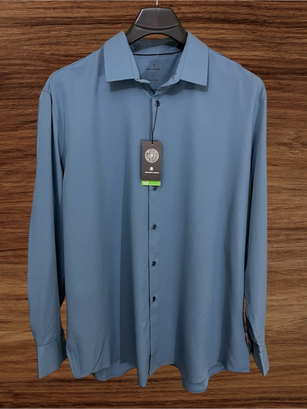 Brooklyn Brigade Men’s Dusty Blue 4-Way Stretch Performance Dress Shirt. XXXL/19